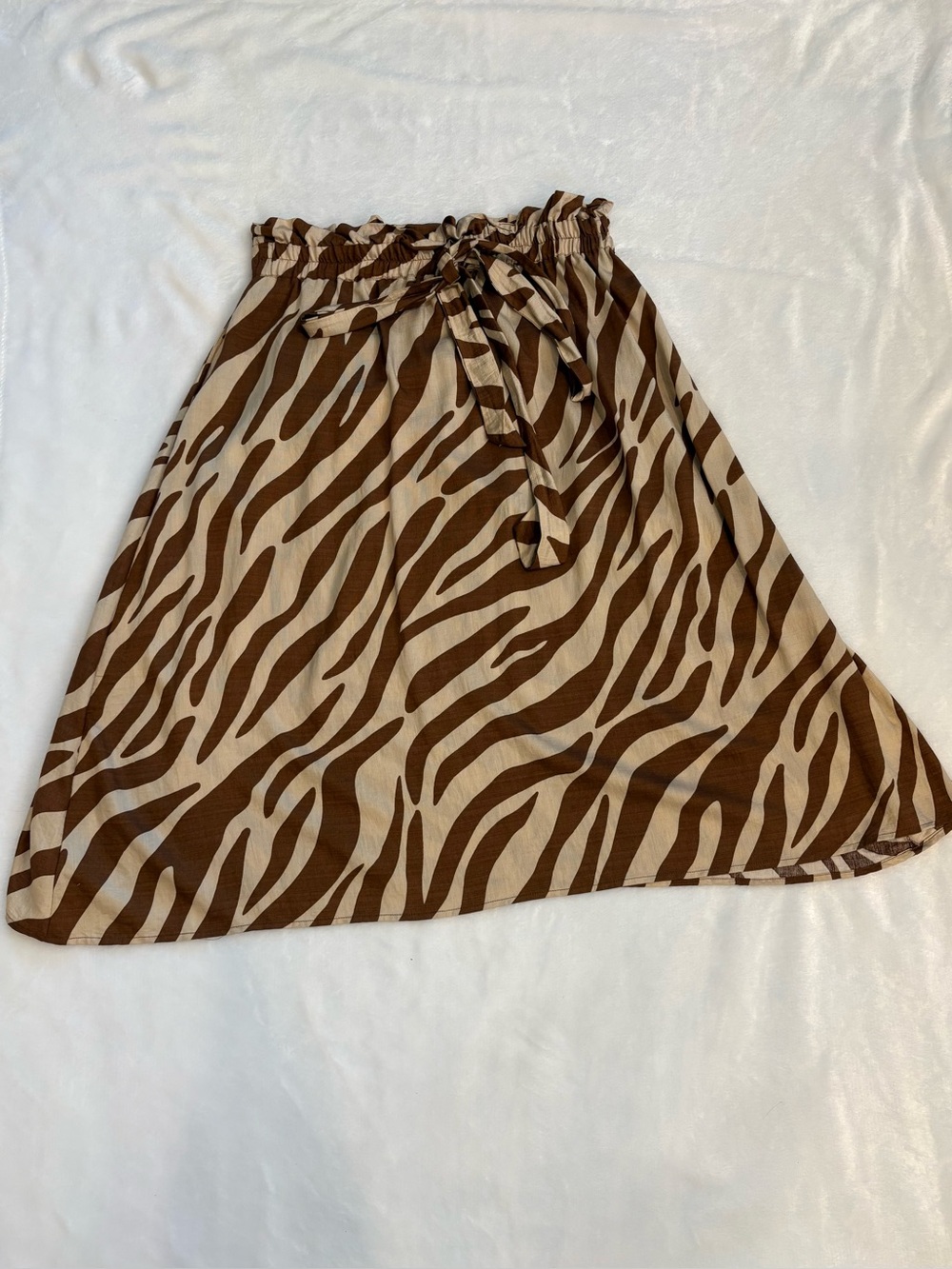 Alice Blue Brown and Cream Zebra-Print A-Line Skirt